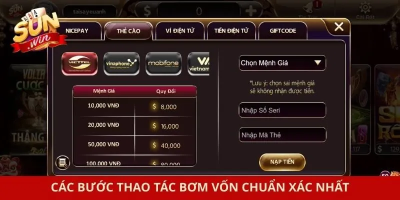 Các bước thao tác bơm vốn chuẩn xác nhất